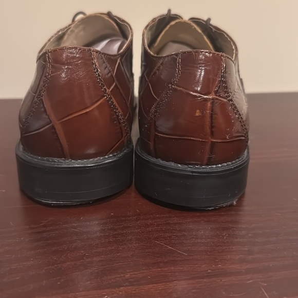Stacy Adams genuine, snake skin, brown, cognac, leather lace up dress shoes 10 - Picture 10 of 16